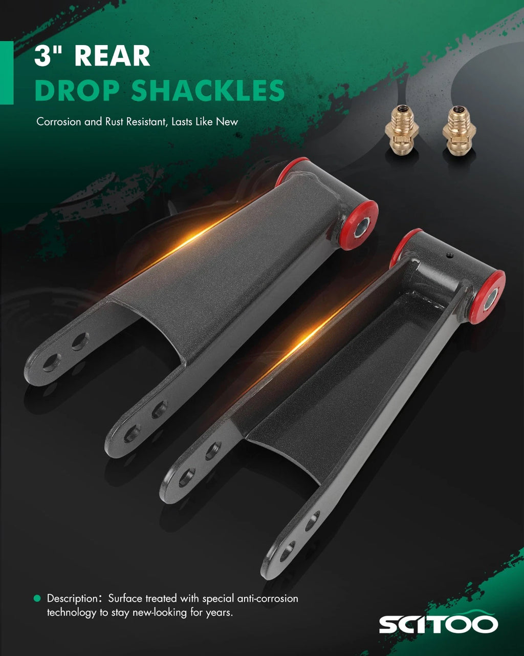 Shackles Kit Rear 3" Drop for Chevy Silverado GMC Sierra 2500HD 3500HD (2001–2010)