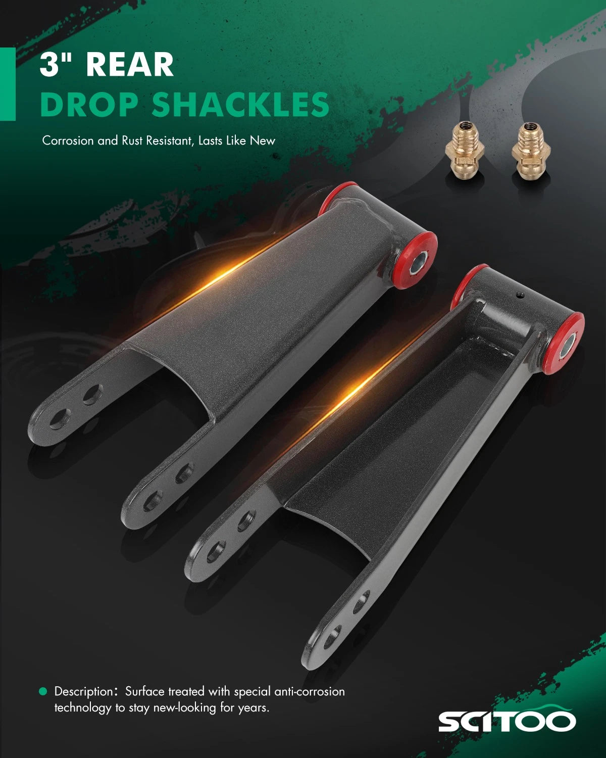 Shackles Kit Rear 3" Drop for Chevy Silverado GMC Sierra 2500HD 3500HD (2001–2010)
