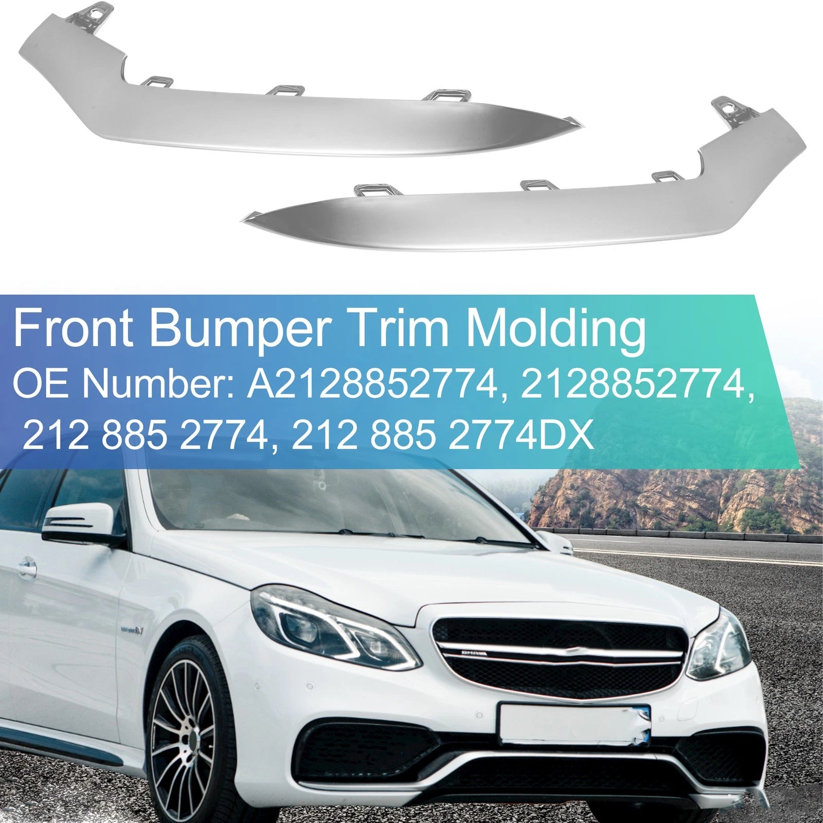 Pair Front Bumper for Mercedes Benz A2128852774 A2128852874 (2012–2018)