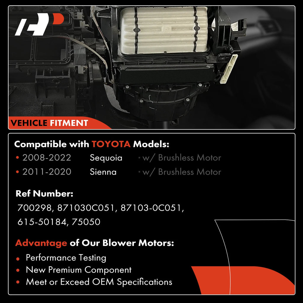 HVAC Blower Motor with Brushless Motor for Toyota Sienna (2011–2020)