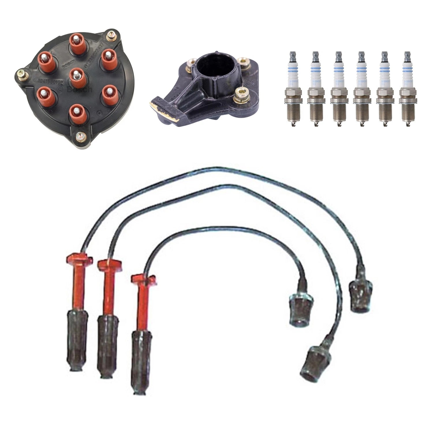 Distributor Cap Rotor Set with 6 Spark Plugs & Denso Wires for W124 300CE (1986–1995)
