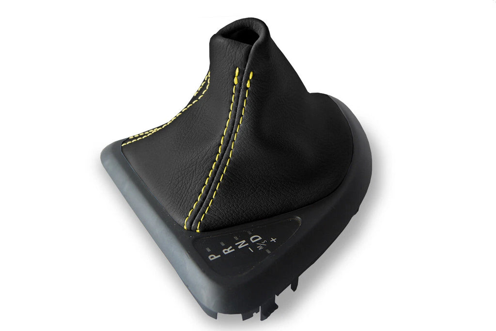 Leather Automatic Shift Boot Cover for BMW E81 E82 E87 (2004–2013) Yellow Stitch