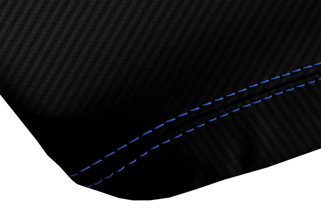 Console Lid Armrest Cover for Honda Pilot (2003–2008) Carbon Fiber Blue Stitch