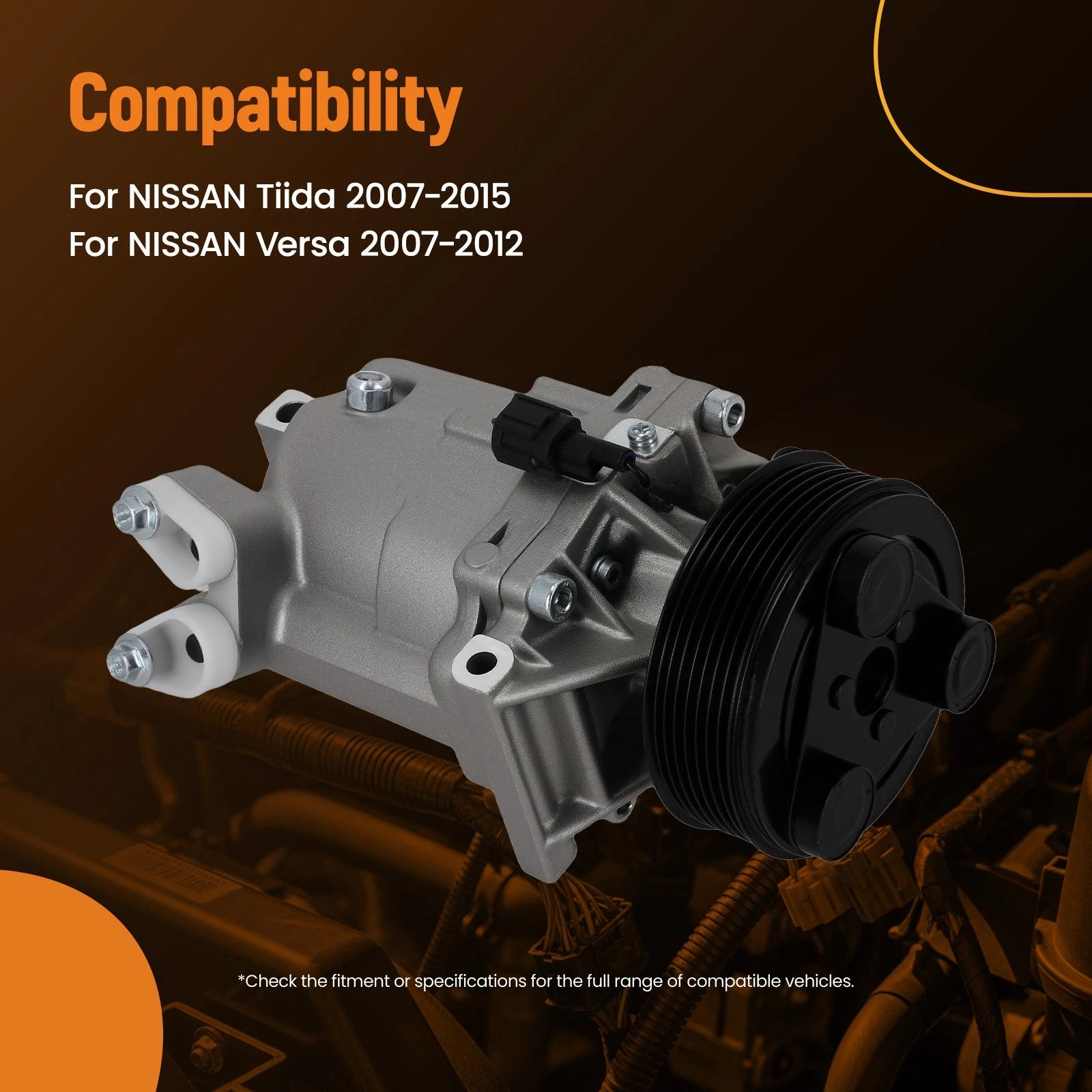A/C Compressor for Nissan Versa Tiida (2007–2015) CR-10 Type 57887 58887