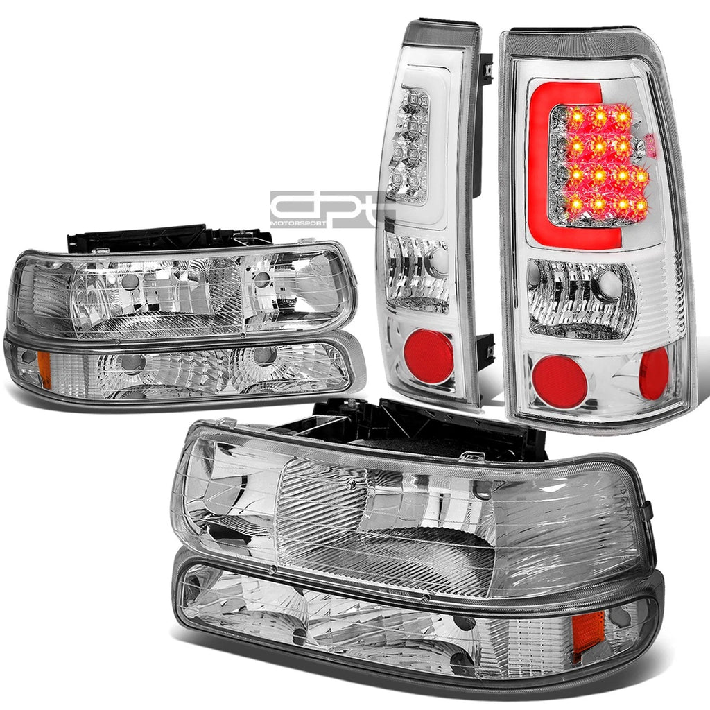 Chrome Crystal Headlight & 3D LED Brake/Tail Light for Silverado (1999–2002)