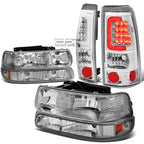 Chrome Crystal Headlight & 3D LED Brake/Tail Light for Silverado (1999–2002)