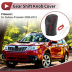 1Pc Gear Shift Knob Cover for Subaru Forester (2006–2012) Black Red Faux Leather