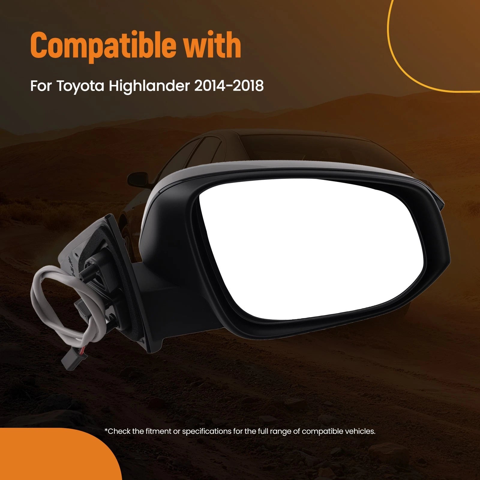 Heated Power Side Mirror Right for Toyota Highlander (2014–2018)