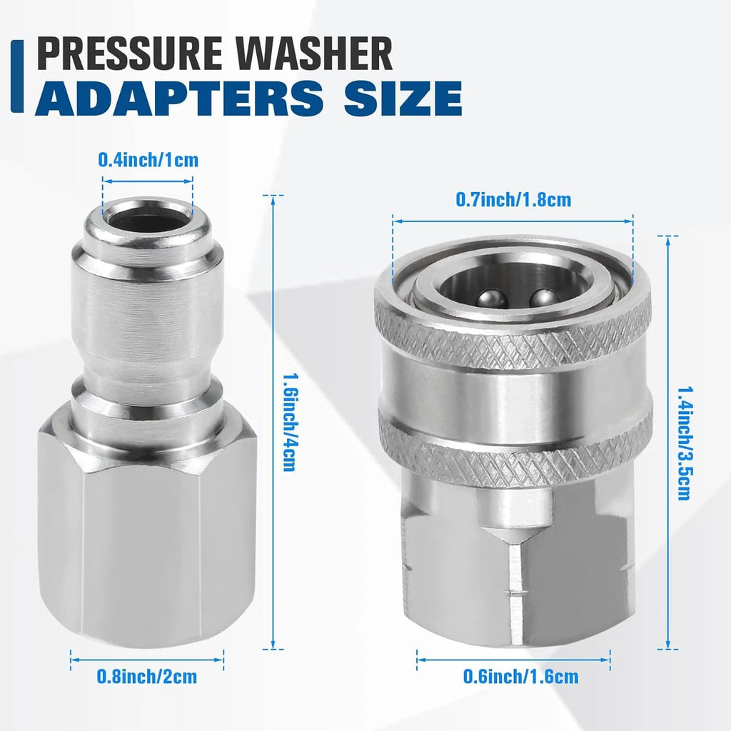 Set of 4 NPT 3/8 Inch Stainless Steel Quick Connectors for Automotive