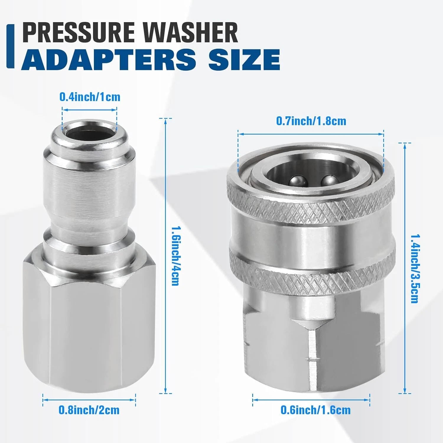Set of 4 NPT 3/8 Inch Stainless Steel Quick Connectors for Automotive