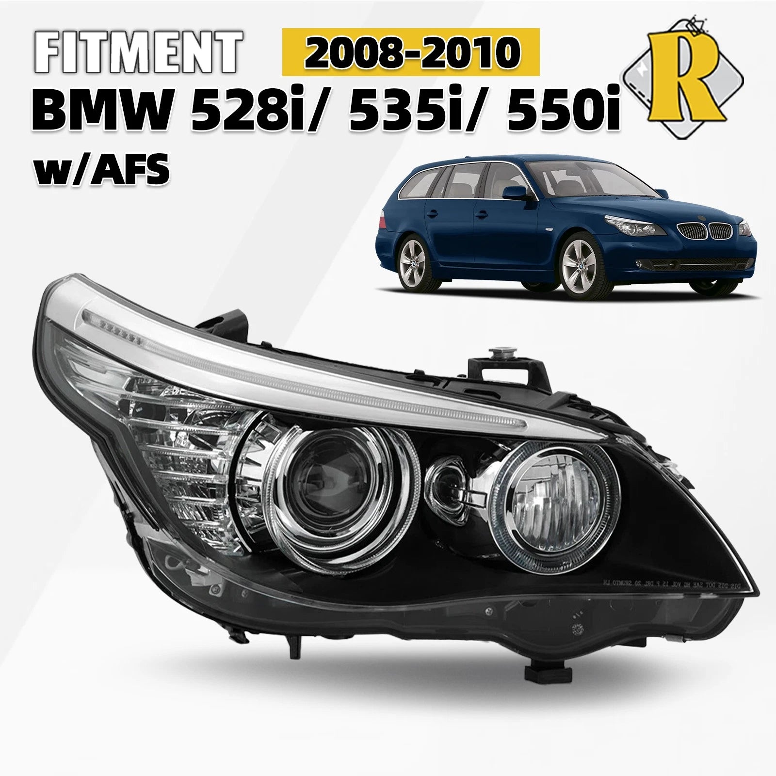 HID Headlight w/AFS for BMW E60 E61 528i 535i 5-Series (2008–2010)