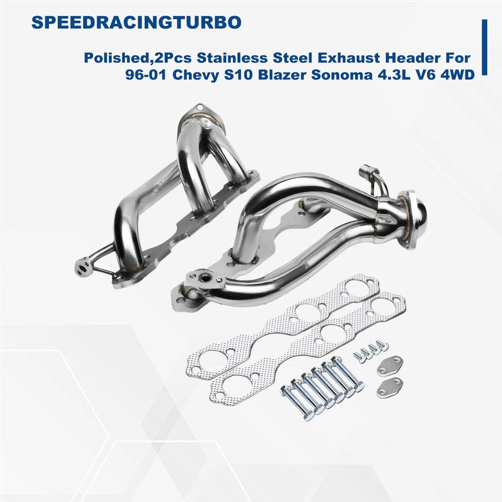 Stainless Steel Exhaust Header for Chevy S10 Blazer Sonoma 4.3L V6 (1996–2001)