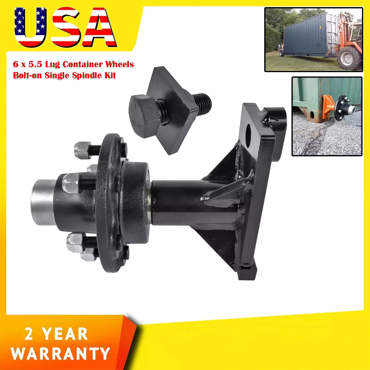 6x Idler Lug Upgrade Wheels for Shipping Container (Bolt-on Spindle Kit)