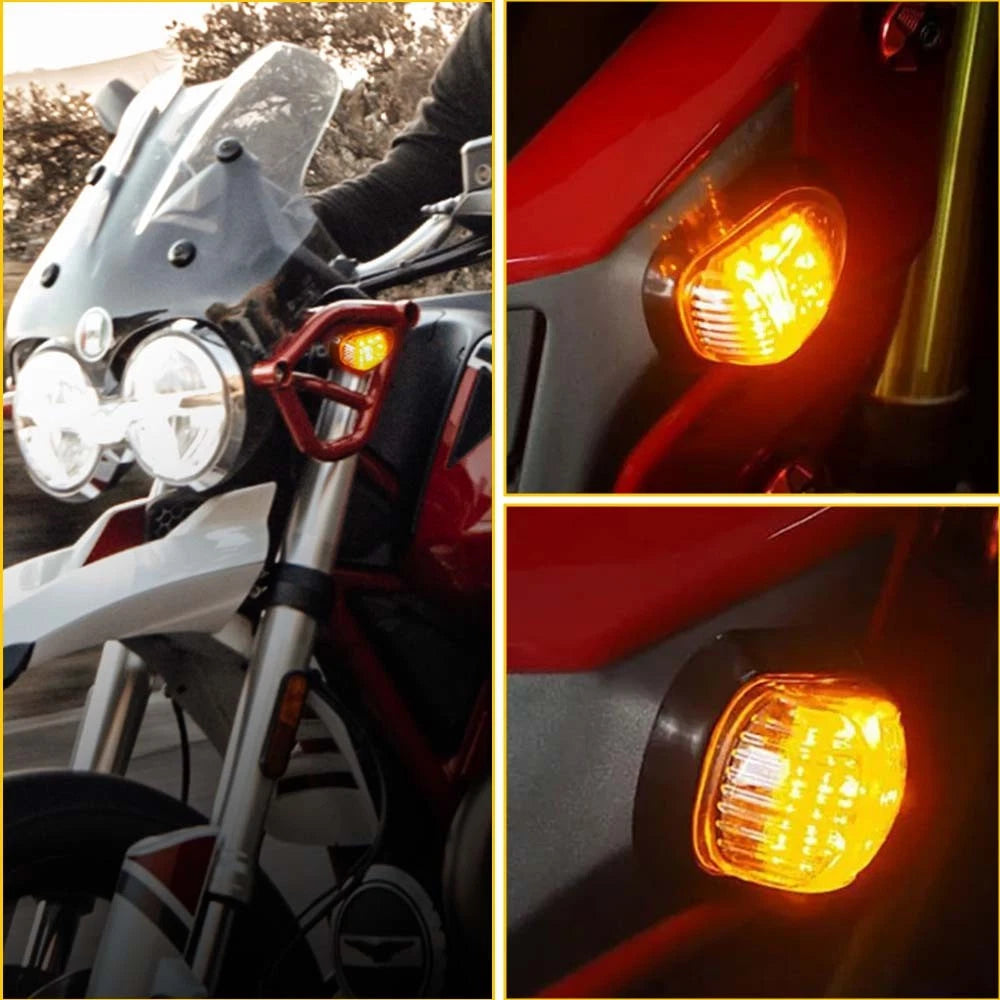 2X Smoke Flush Mount LED Turn Signals for Motorcycle (Universal Fit)