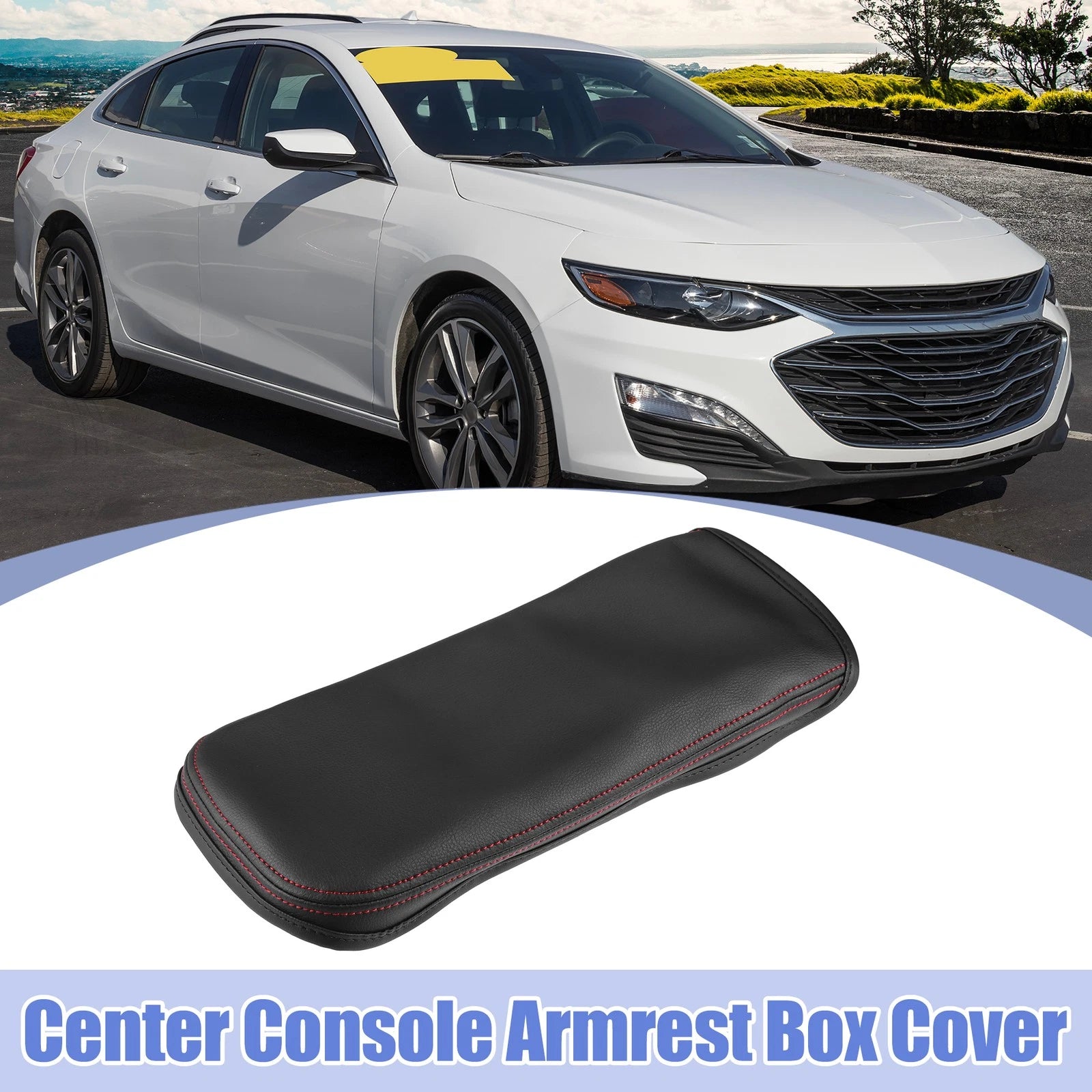 Center Console Armrest Box Cover for Chevrolet Malibu (2016–2023) Black Red