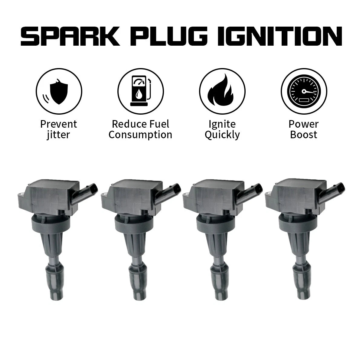 Set of 4 Ignition Coils UF764 for Genesis G70 (2019–2022), G80 (2017–2020), G90 (2017–2019)