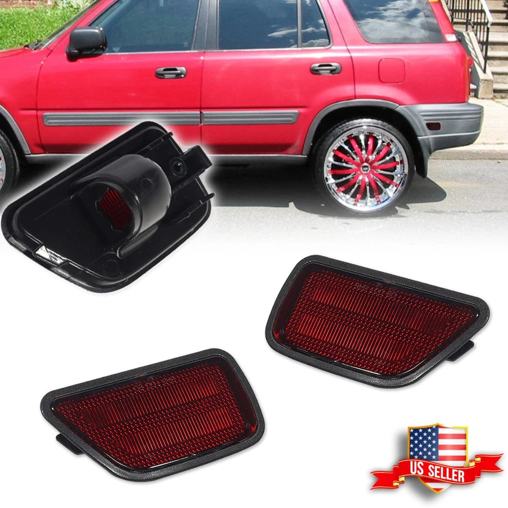 2X Red Lens Rear Bumper Side Marker Lights for Honda CR-V (1997–2001)
