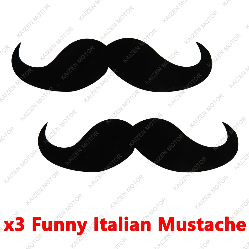Curled Tip Black Mustache Decal Sticker for Any Car (2000-2025)