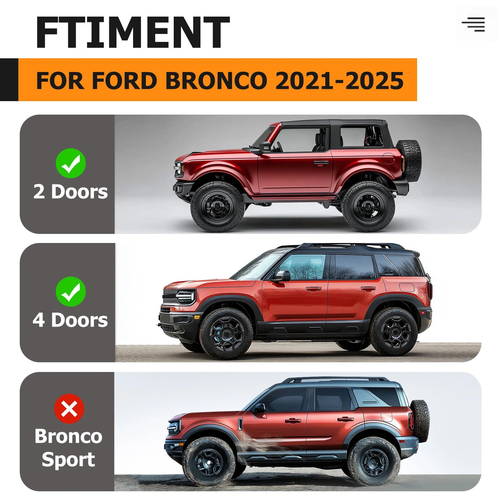 Set of 4 Mud Flaps Splash Guards for Ford Bronco (2021–2024)