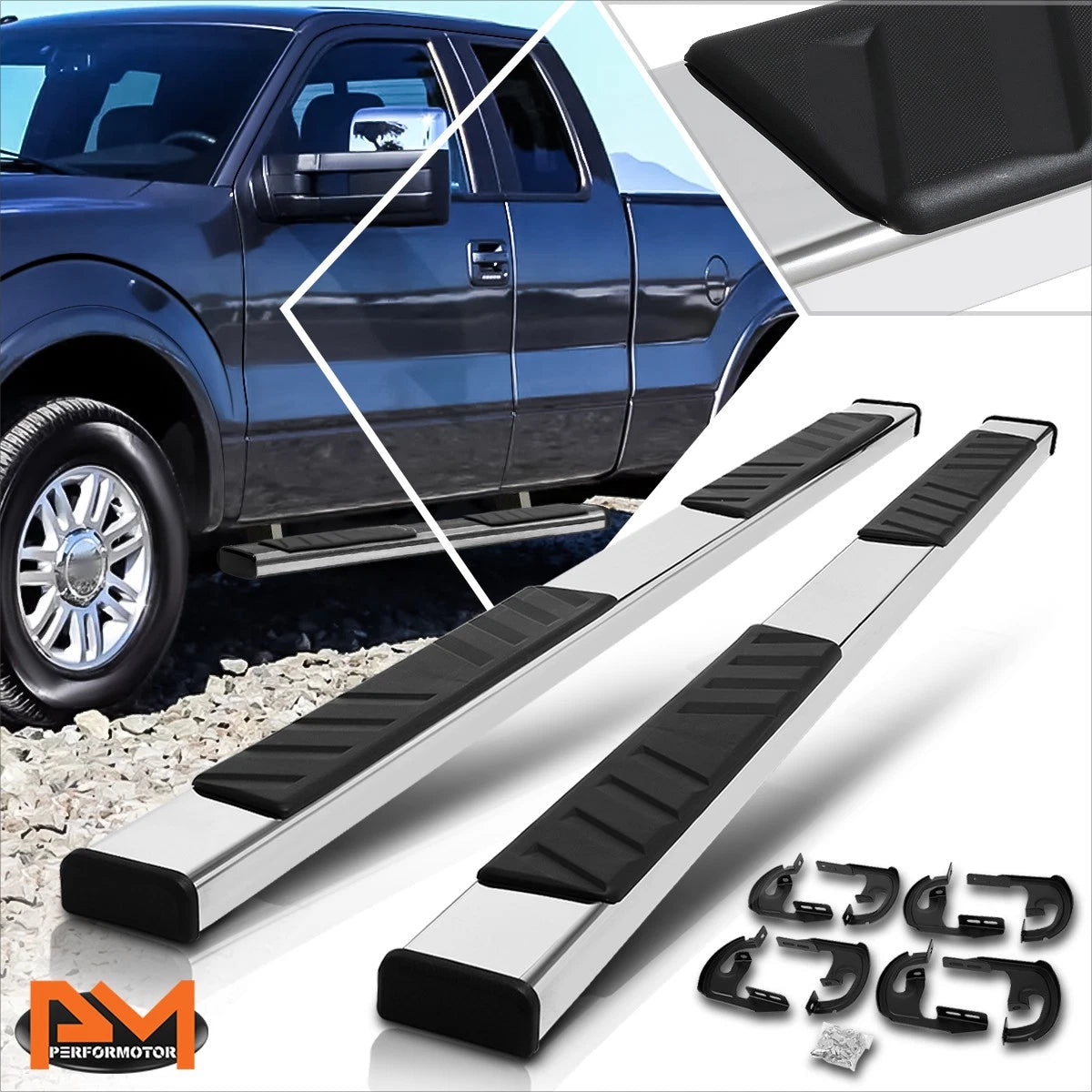 5" Pad Side Step Nerf Bar Running Board for Ford F150 Super/Extended Cab (2004–2014)