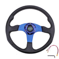 6 Bolt Blue Aluminum 14" Racing Steering Wheel Universal Fit