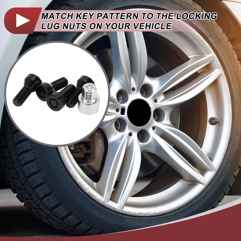 Set Wheel Lock Lug Nut Anti-theft Key Socket M14������������������1.25 Bolt for BMW