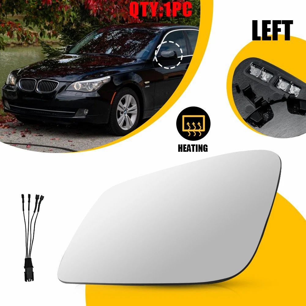 Heated Driver Left Side Mirror Glass for BMW 528i 535i 550i (2010–2016)