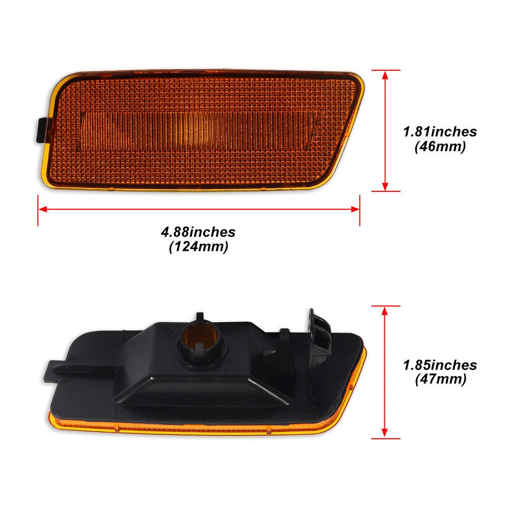 2X Amber Lens Front Bumper Side Marker Lights for VW MK6 Golf GTI (2010–2014)