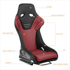 2Pcs Racing Bucket Seats for Universal Fit (Fixed Back, Red)