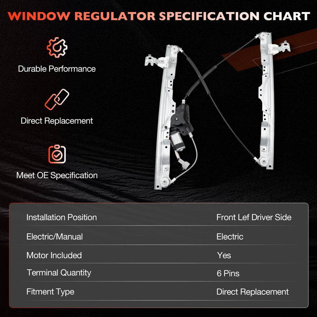 Front Driver Side Power Window Regulator w/ Motor for Nissan Titan (2004–2015)