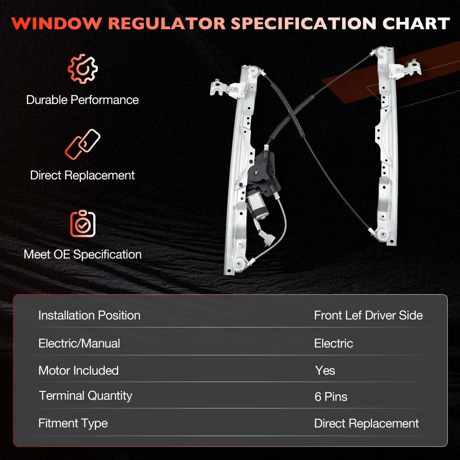 Front Driver Side Power Window Regulator w/ Motor for Nissan Titan (2004–2015)