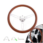 15" Classic Wood Steering Wheel with Horn Button for Universal Fit (380mm)