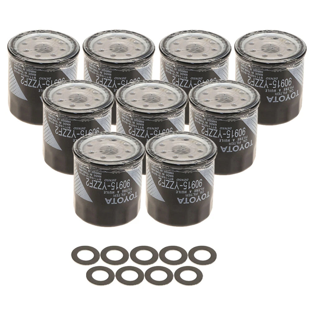 Set of 9 Engine Oil Filters & Drain Plug Gaskets for Toyota Scion Lexus