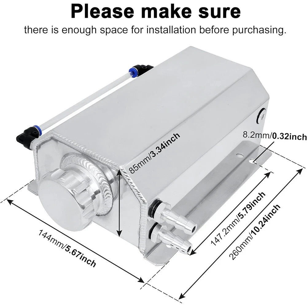 2L Aluminum Radiator Coolant Overflow Tank for Universal Applications