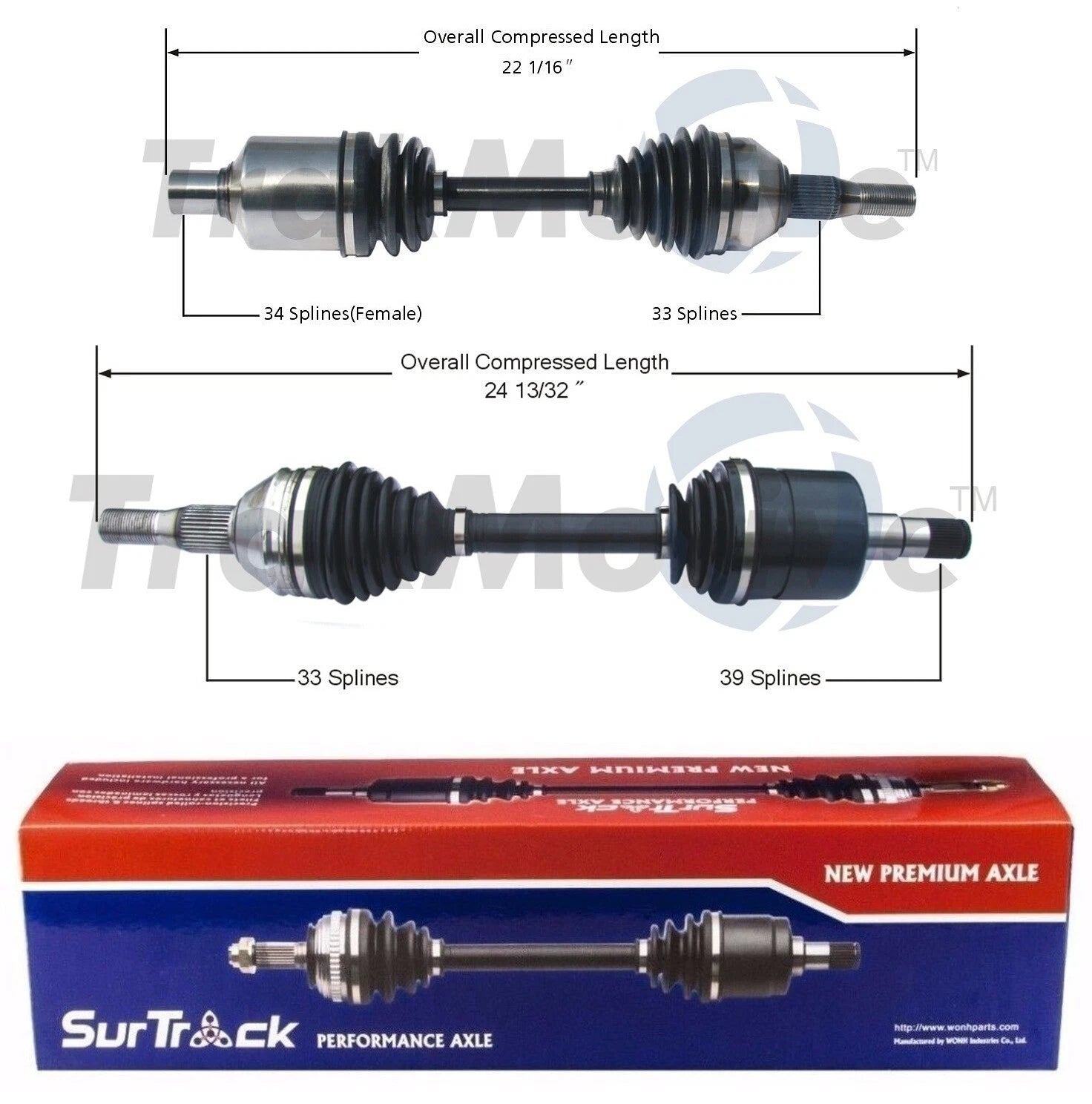 Set of 2 Front CV Axle Shafts for Buick Pontiac Chevrolet V6 FWD (–)