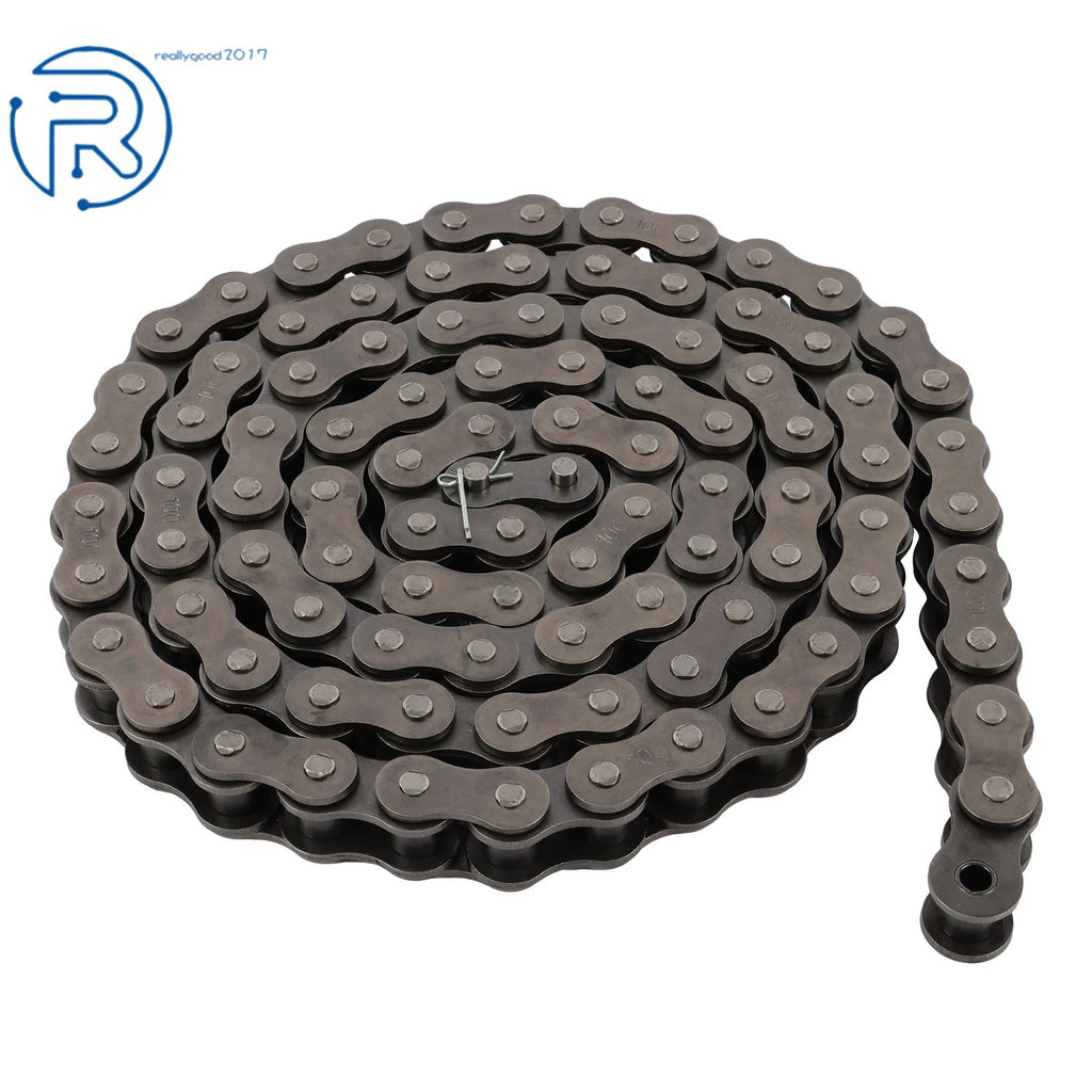 10-Foot Chain with 2 Connecting Links for Various Applications #100 1.25 Inch Pitch