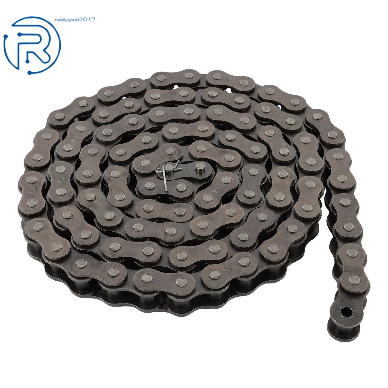 10-Foot Chain with 2 Connecting Links for Various Applications #100 1.25 Inch Pitch