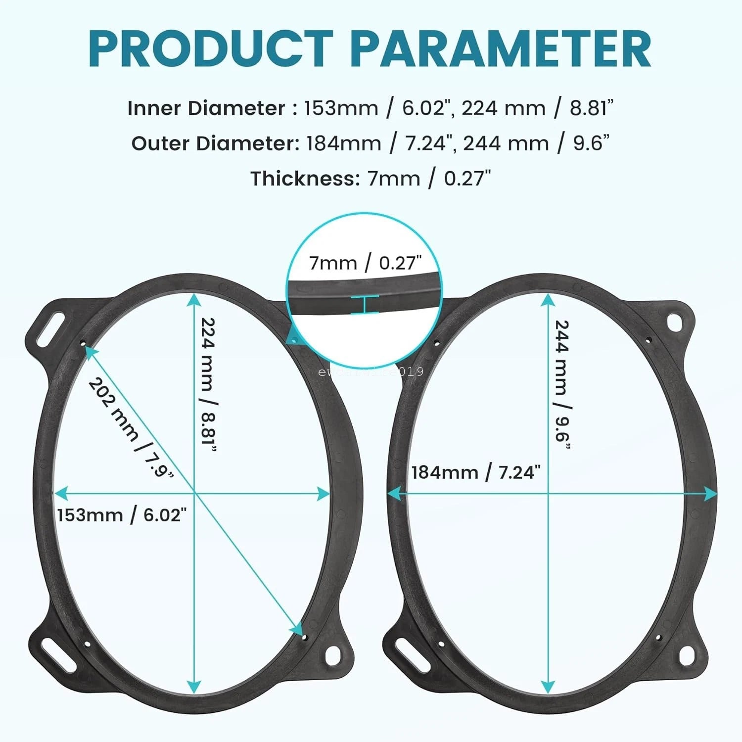 Rear Door Speaker Mounting Bracket 6"x9" for Toyota Corolla (2003–2013)