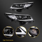 Pair Headlight Assembly for Toyota Camry (2012–2014) with LED DRL Black Housing