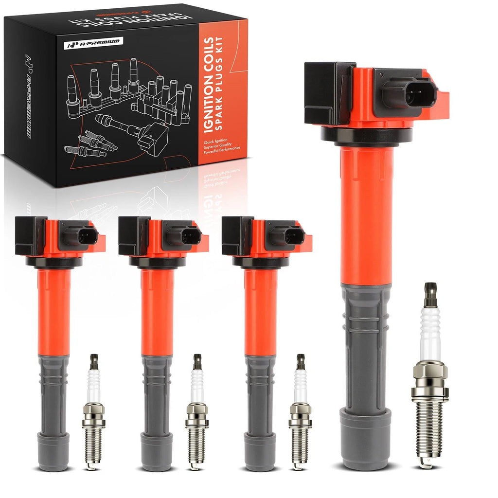 Set of 4 Ignition Coils & 4 Iridium Spark Plugs for Honda CR-V Accord Acura