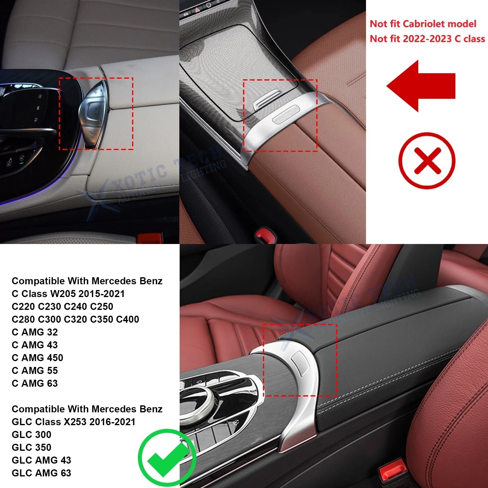 Centre Console Secondary Storage Box Organizer Tray for Mercedes W205 X253 (2014-2026)