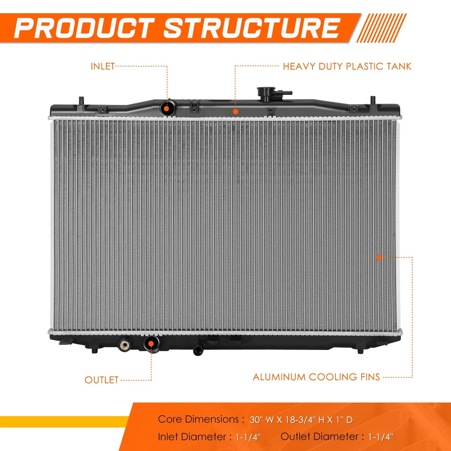 Full Aluminum Core Cooling Radiator for Acura RDX (2019–2024) DPI-13766