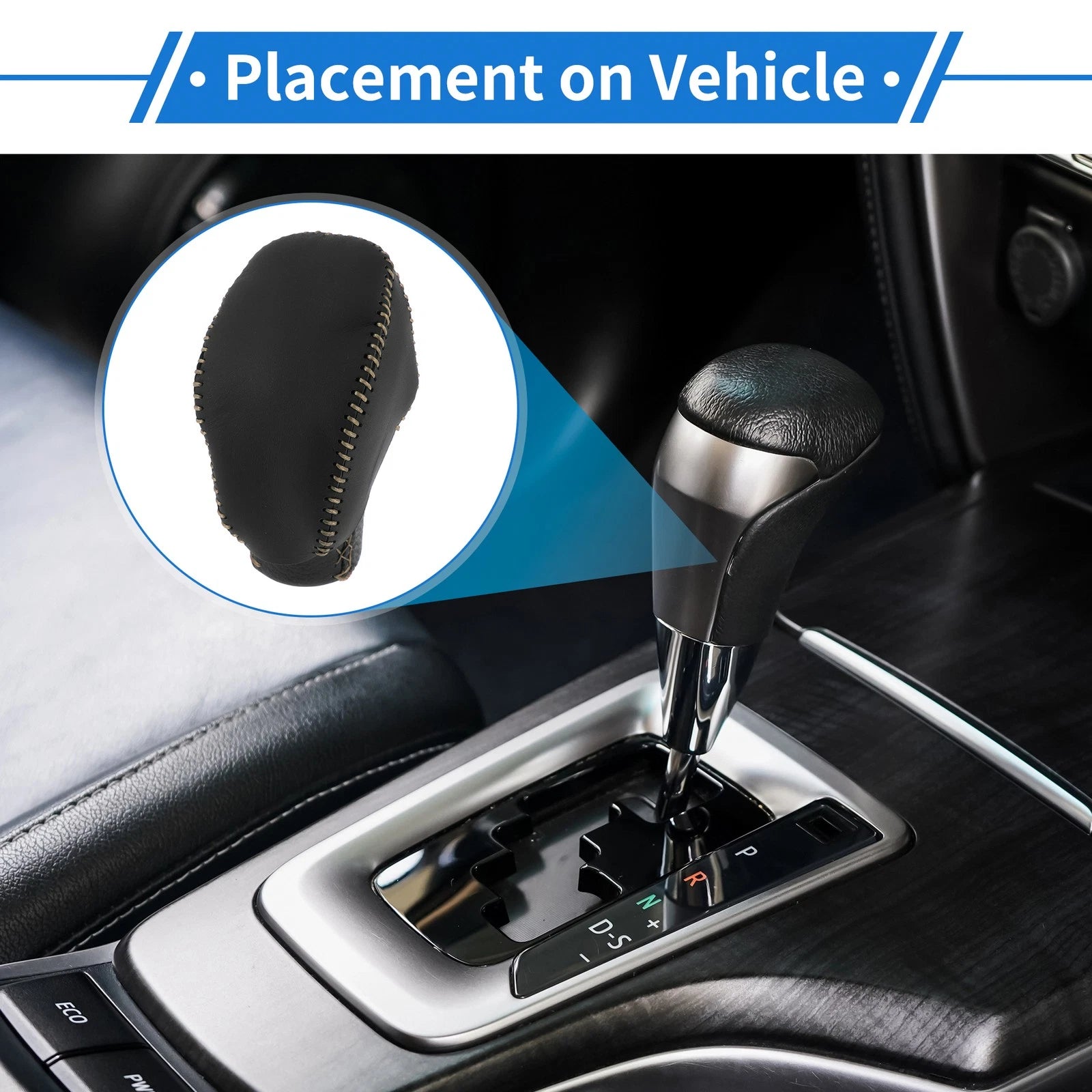 1pc Gear Shift Knob Cover for Toyota RAV4 (2019–2024) Black Beige Faux Leather