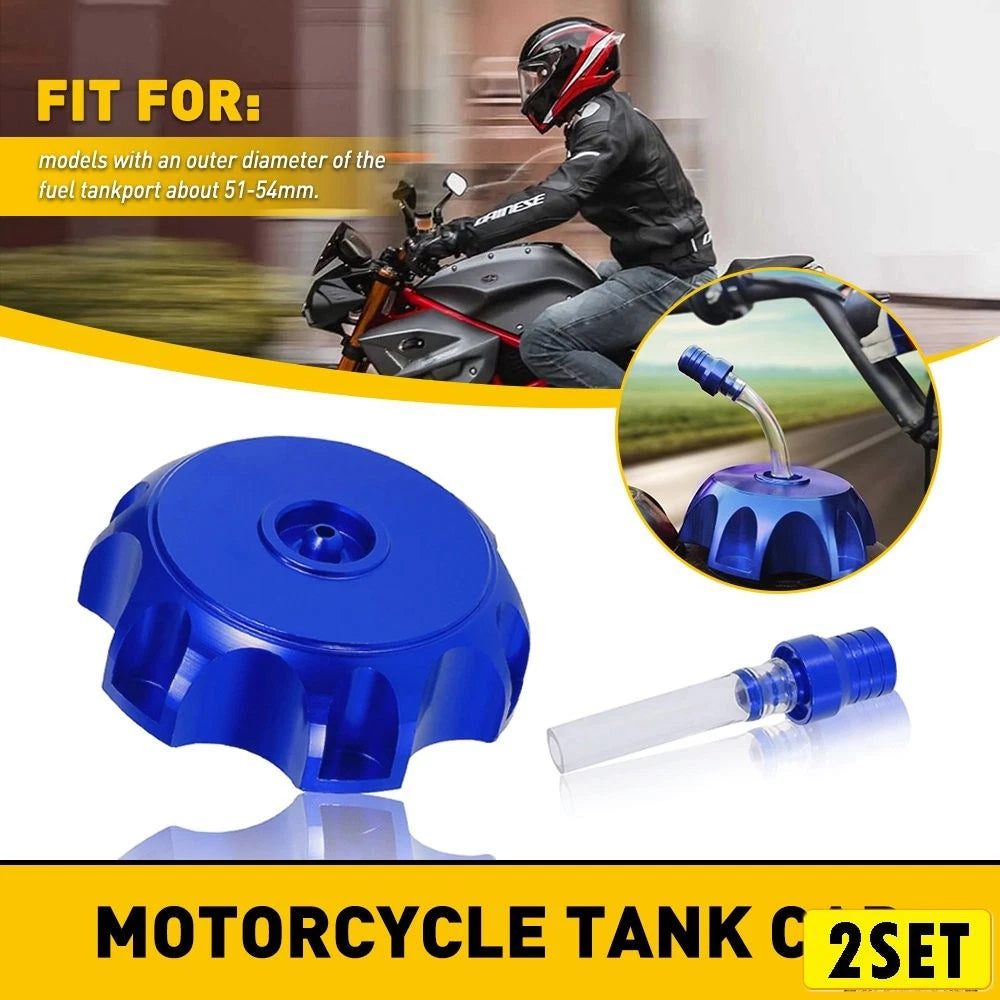Set of 2 Blue Fuel Cap Tank Gas Lid Vent Valve for Motorcycle