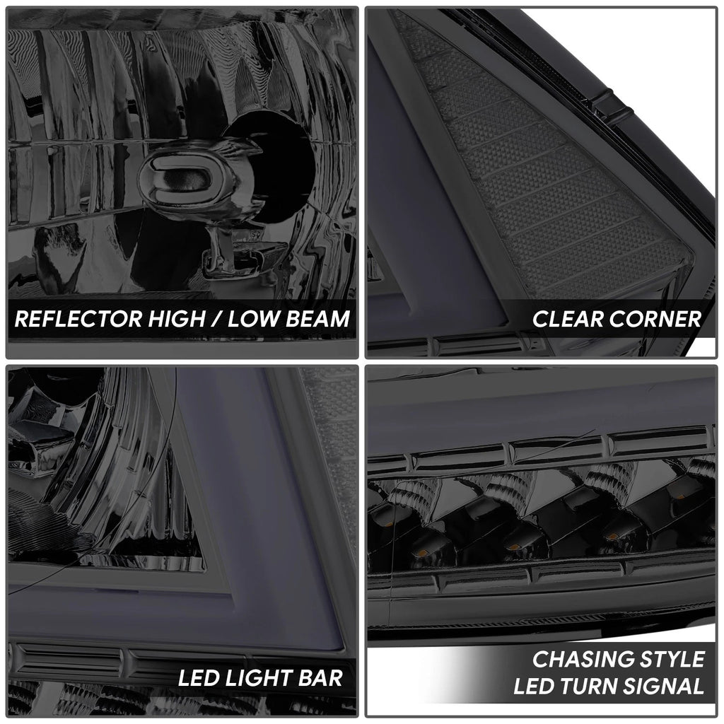 Smoked/Clear U-LED DRL Sequential Turn Signal Headlights for RAM 1500 (2009–2014)