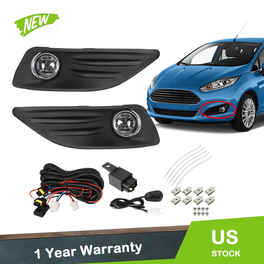 Fog Lights for Ford Fiesta (2014–2018) Clear Lens Assembly Lamp Pair