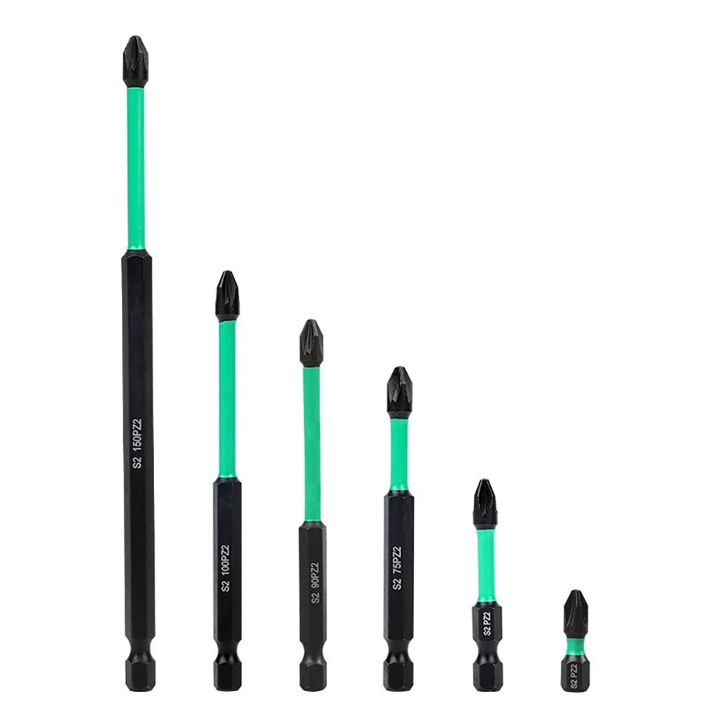 Magnetic PZ2 Screwdriver Bits Set for Automotive Repair (25mm to 150mm)