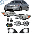 Front Headlights Chrome + Fog Lights Switch w/Cover for Toyota Camry (2010–2011)