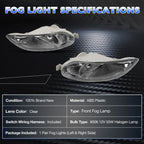 Pair Fog Lights for Toyota Camry Corolla Solara (2002–2008)