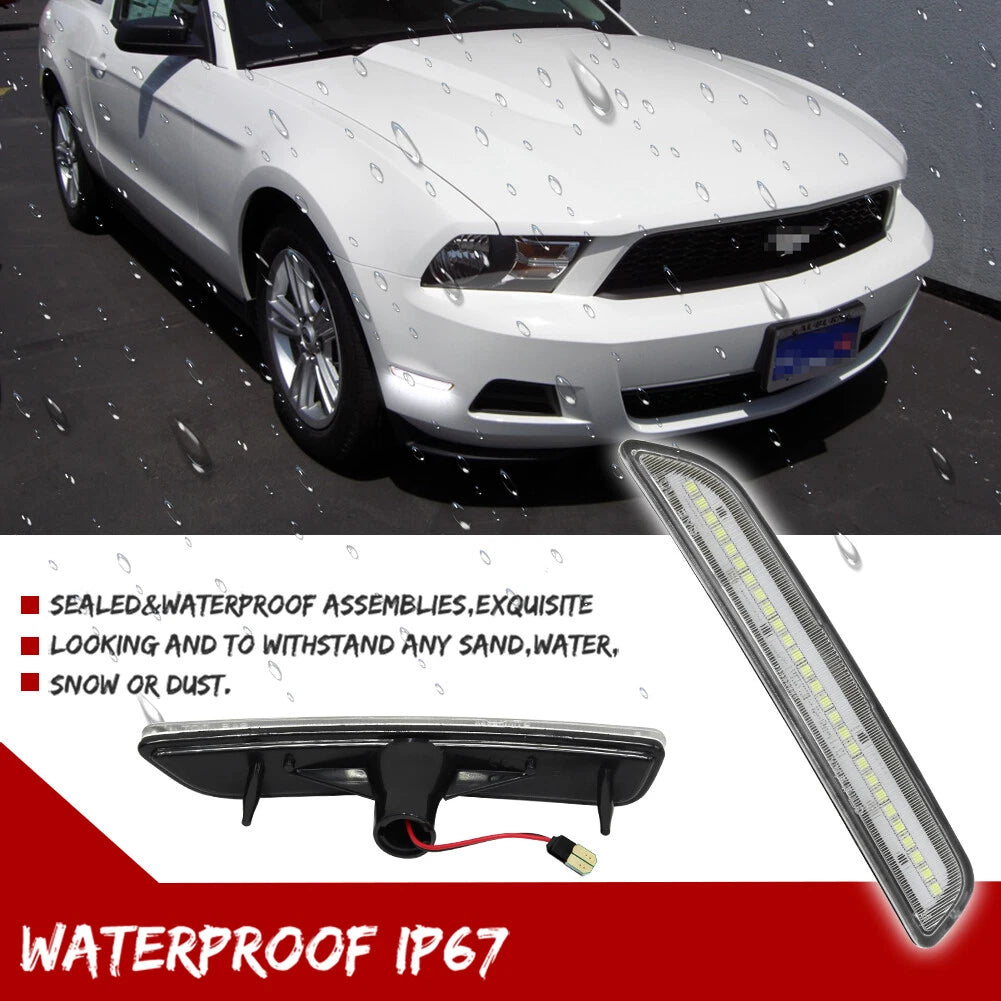 Clear Lens LED Side Marker Lights for Ford Mustang (2010–2014)